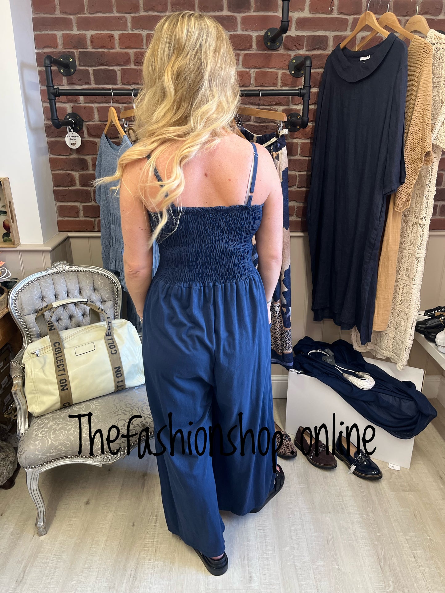 Navy ruched jumpsuit 8-16