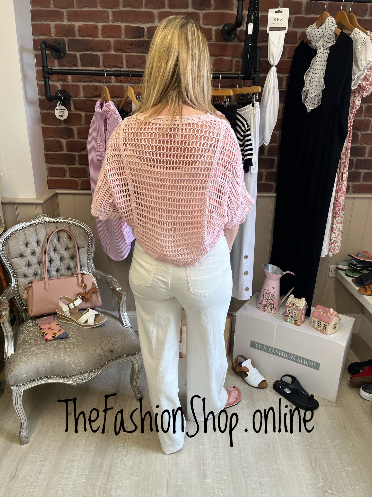 Ella pink crochet layering top 8-12