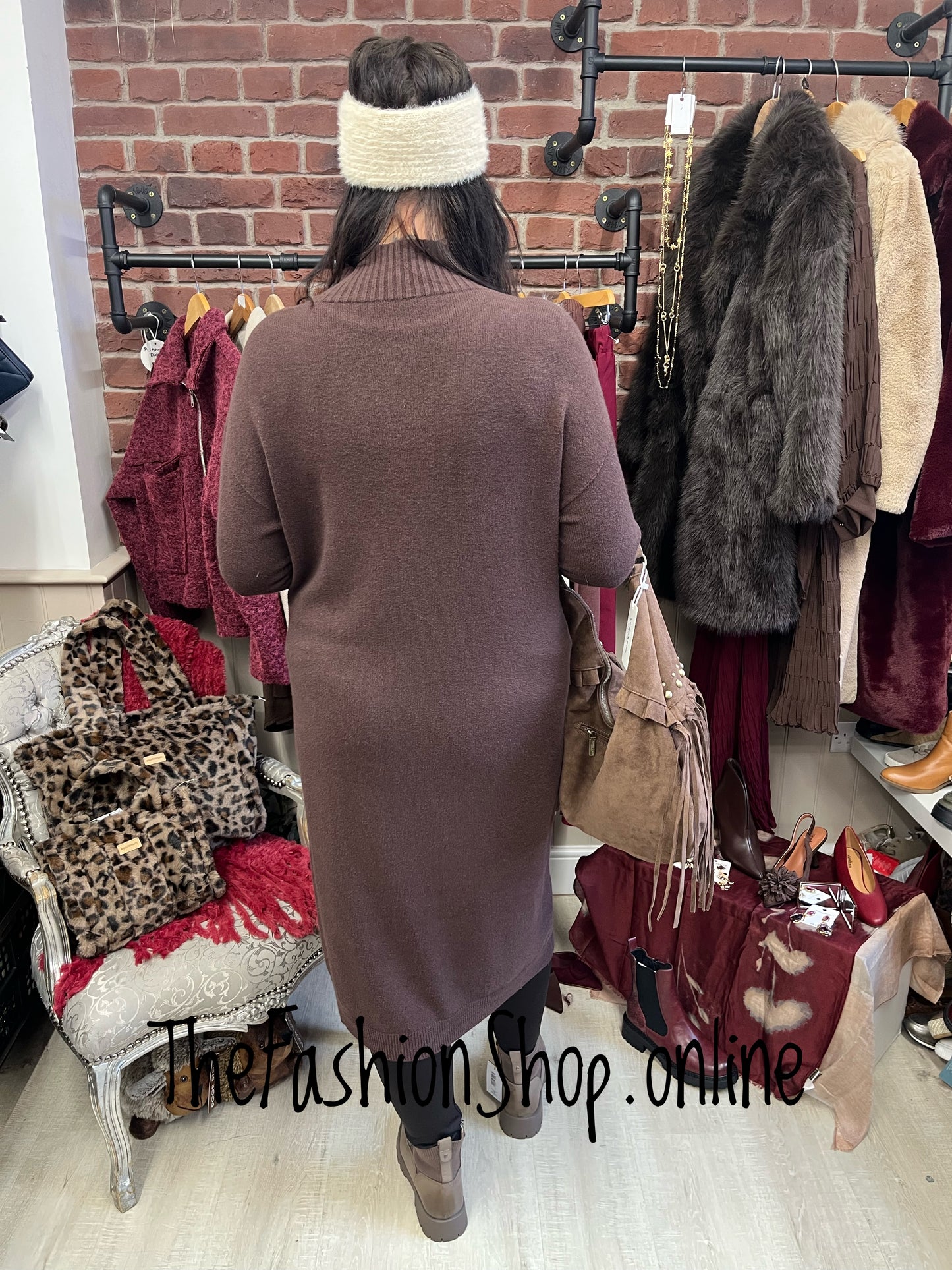 Milan brown turtle neck jumper dress 12-16