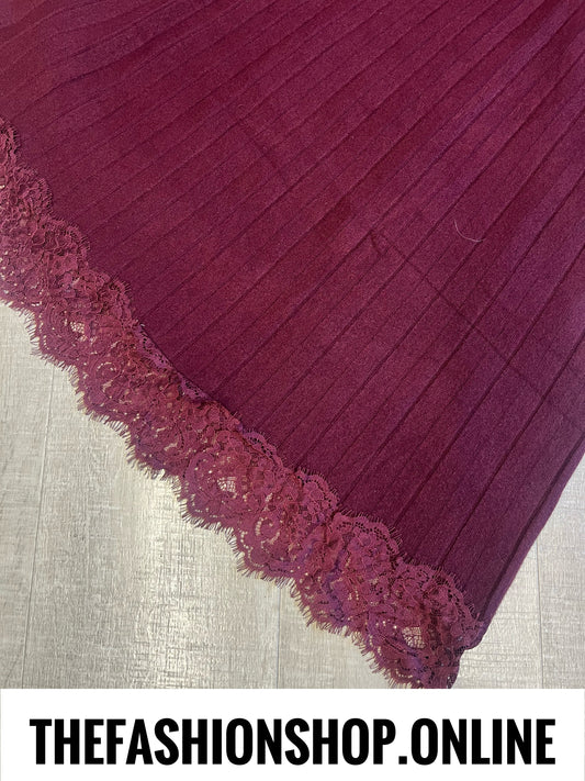 Amber mulberry knitted lace hem skirt 10-16