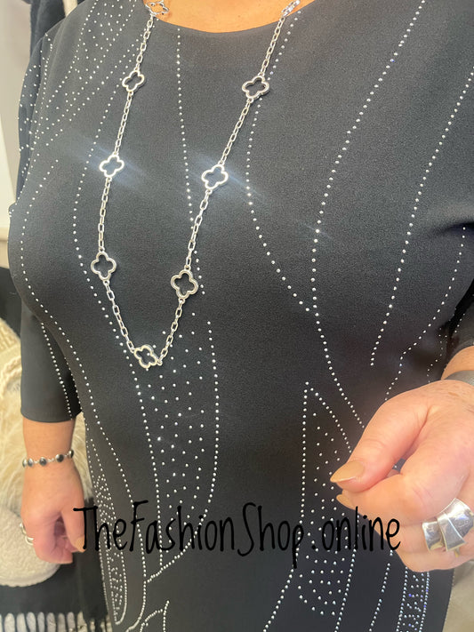 Annabelle black diamante evening dress 14-20