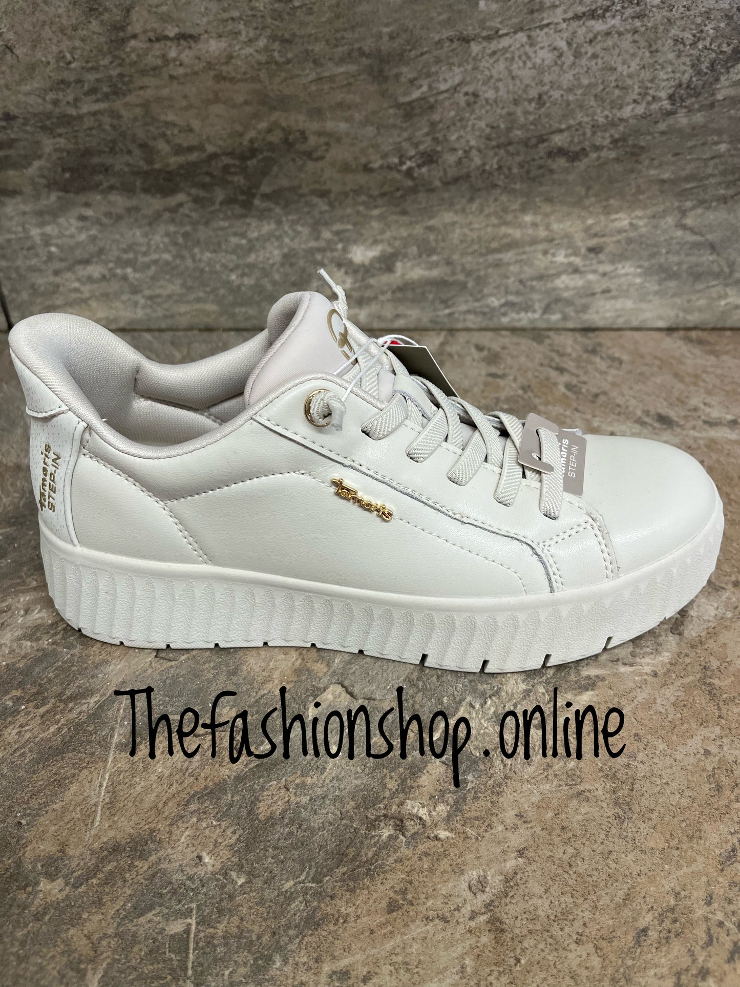 Tamaris off white wide fit step in trainers sizes 4-9 (37-42)