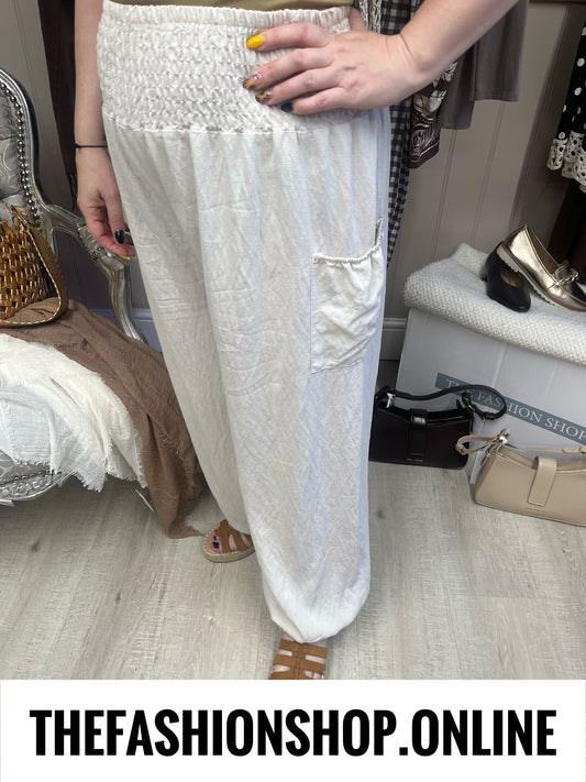 Hattie cream textured trousers 8-16