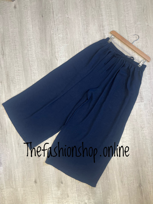 Tilly navy wide leg trousers 12-22
