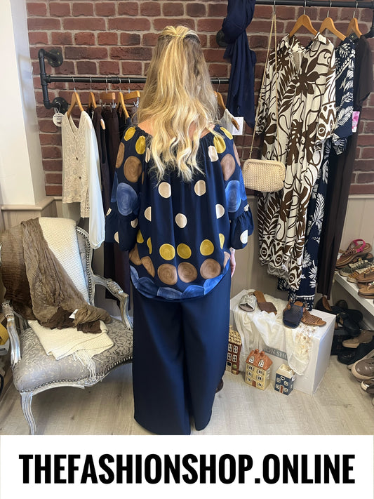 Stella navy and tan bardot top 14-18