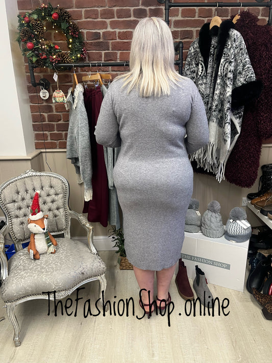 Alison grey cable knit jumper dress 14-18