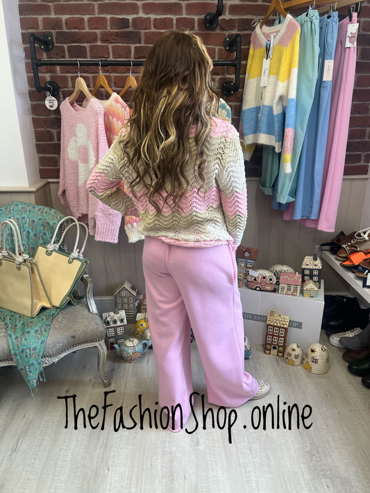 Danielle pink and gold wave detail jumper 8-16