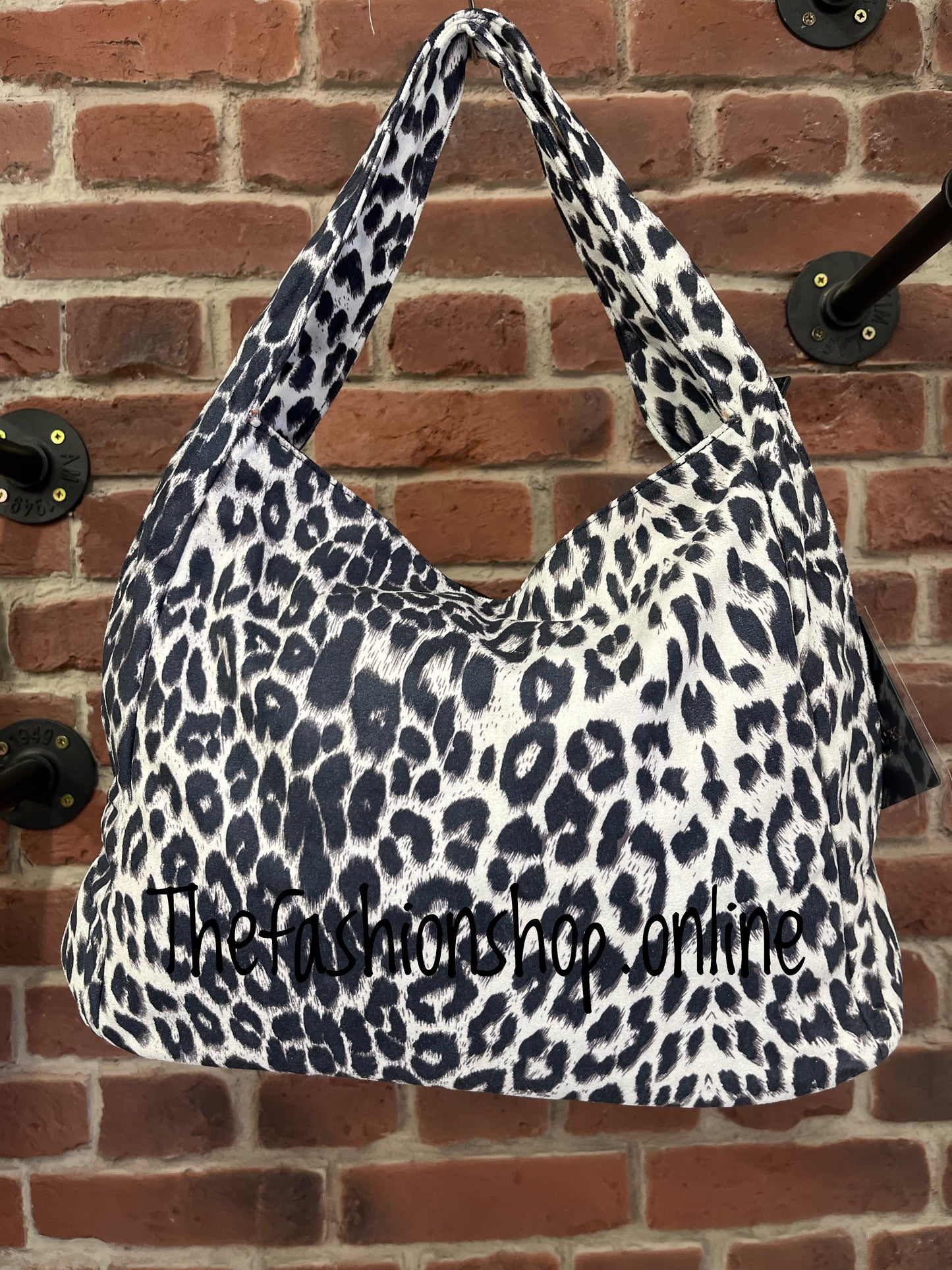 Kelly Leopard Print Bag in Black and White