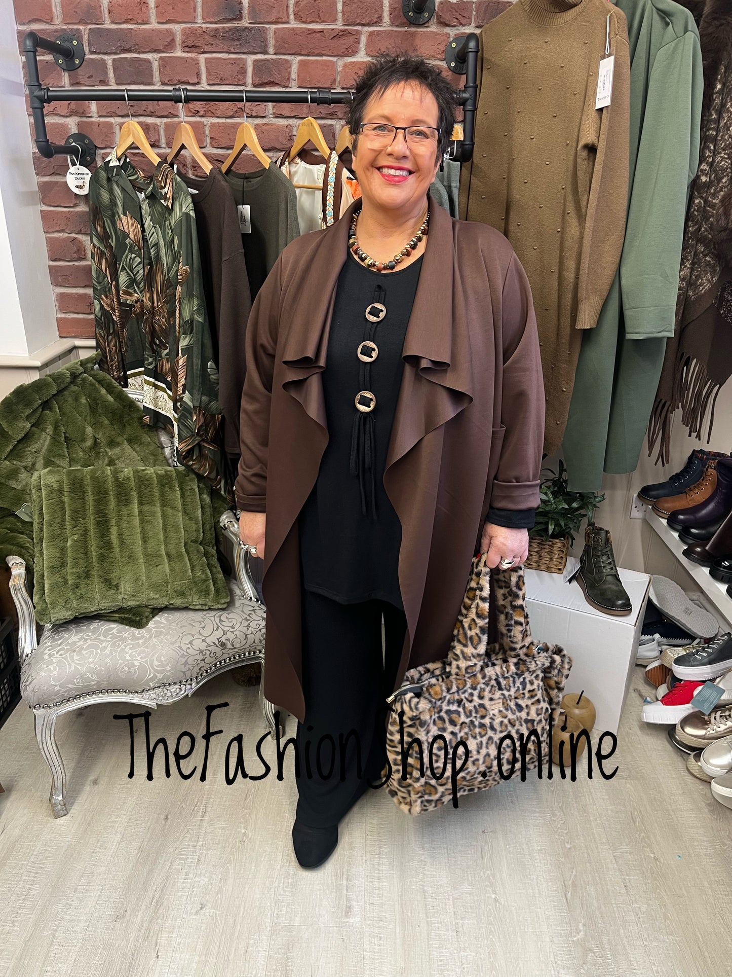 Erin brown waterfall jacket 14-22
