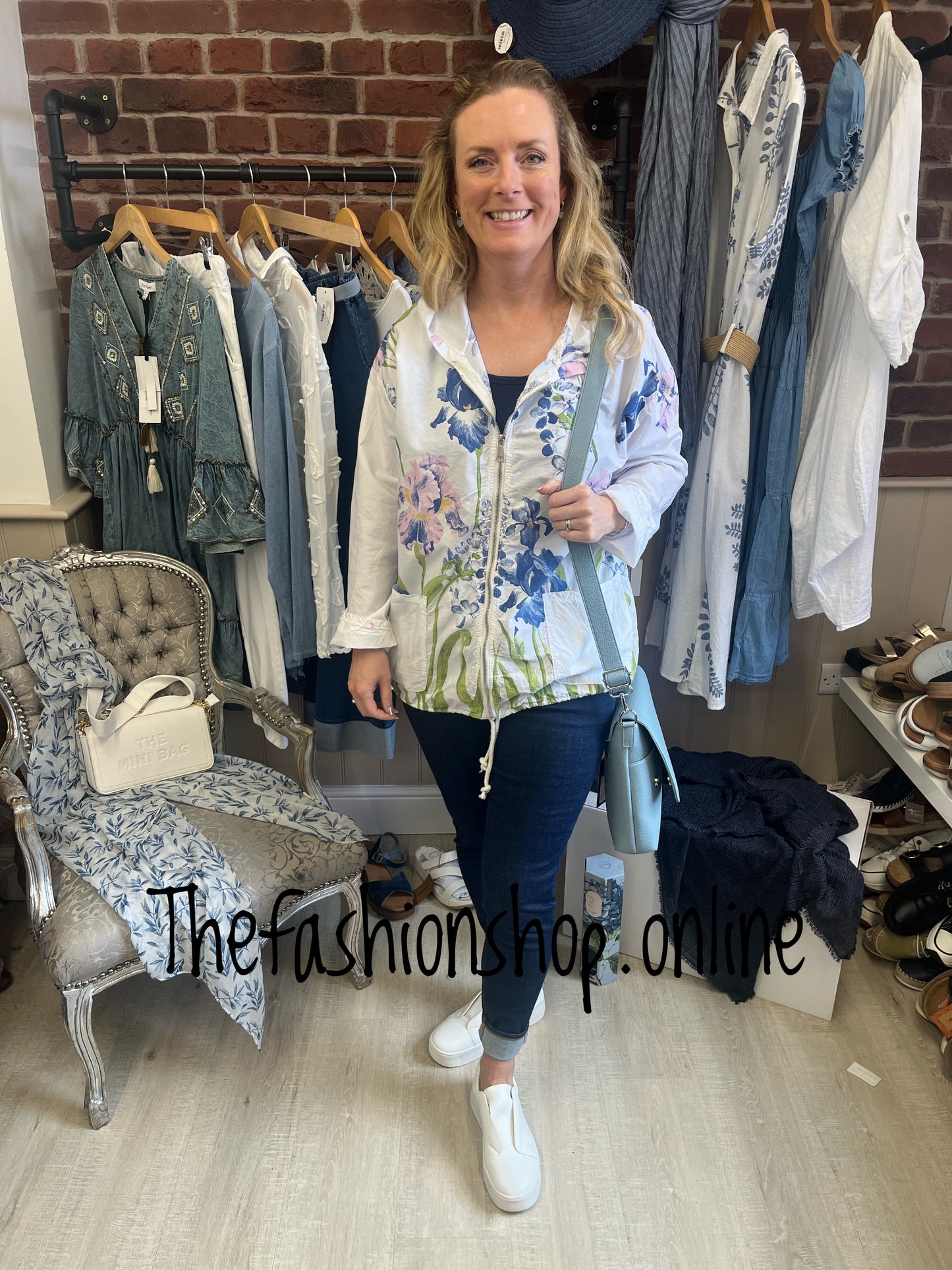 Maisie white floral lightweight cotton jacket 10-16