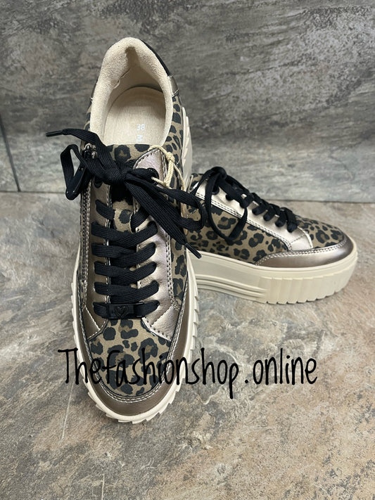 Marco Tozzi leopard metallic platform trainers sizes 4-8 (37-42)