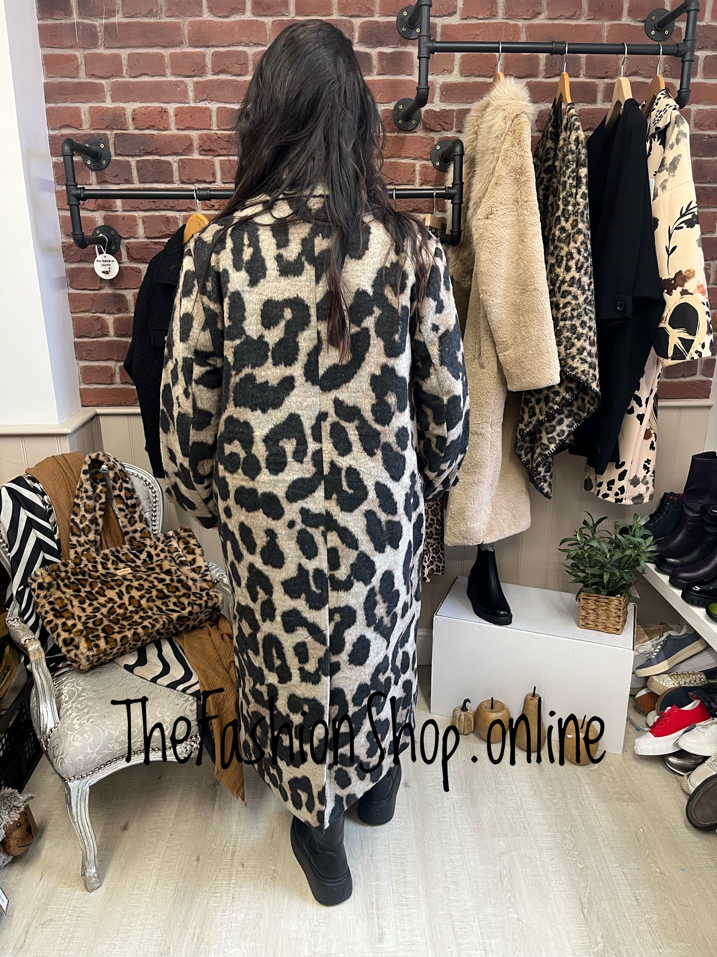 Rita leopard print wool mix coat sizes 8-16