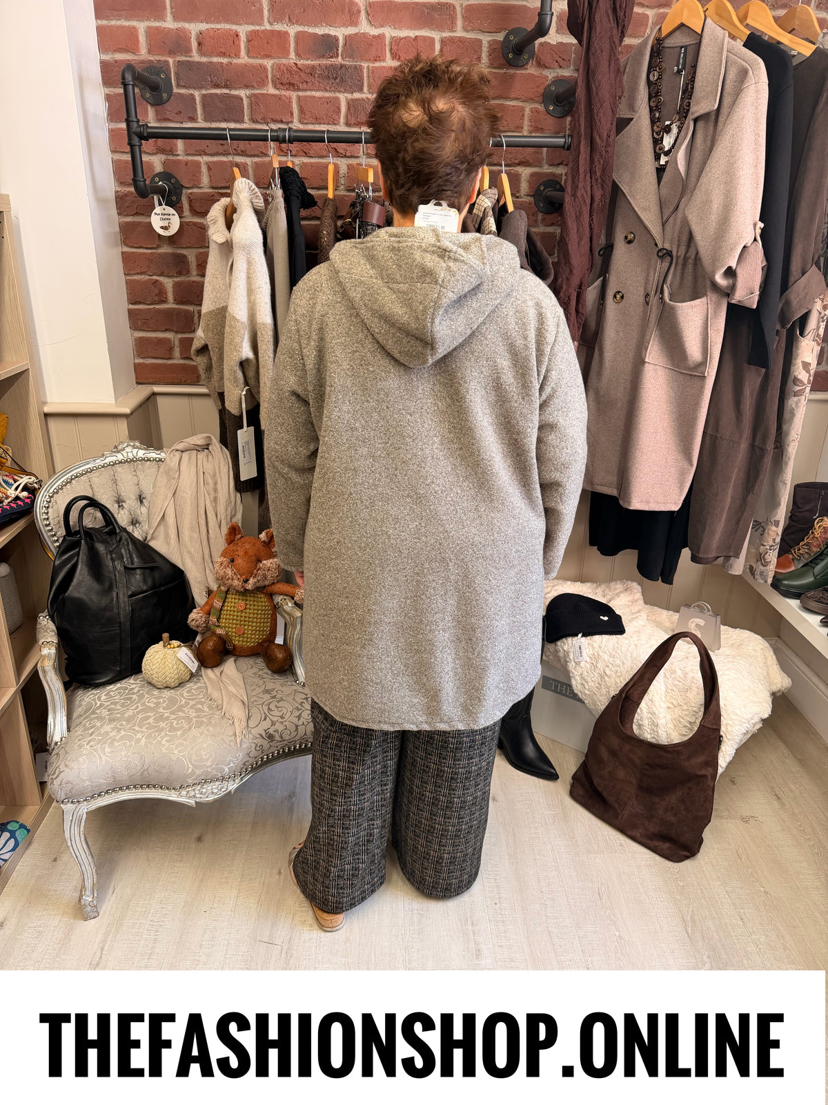 Dora oatmeal taupe hooded coat 16-22