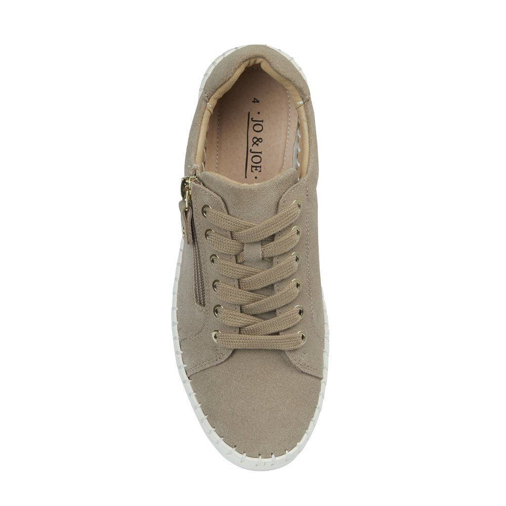 Jo & Joe Cadiz taupe leather suede trainer sizes 4-8