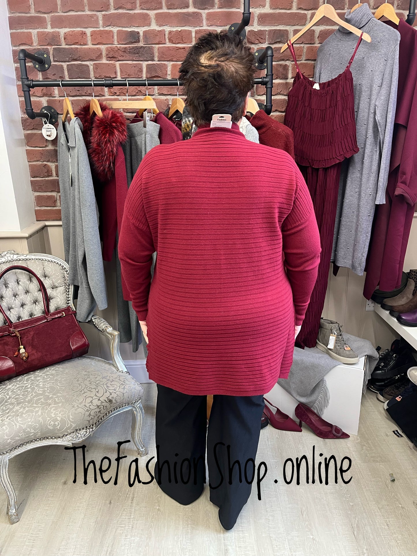 Joanna wine ribbed back jumper 14-20