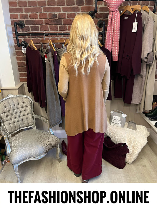 Monica camel waterfall waistcoat 8-20