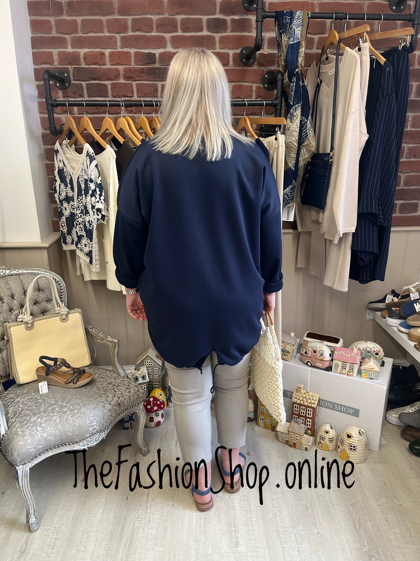 Louisa navy blue tunic top 16-24