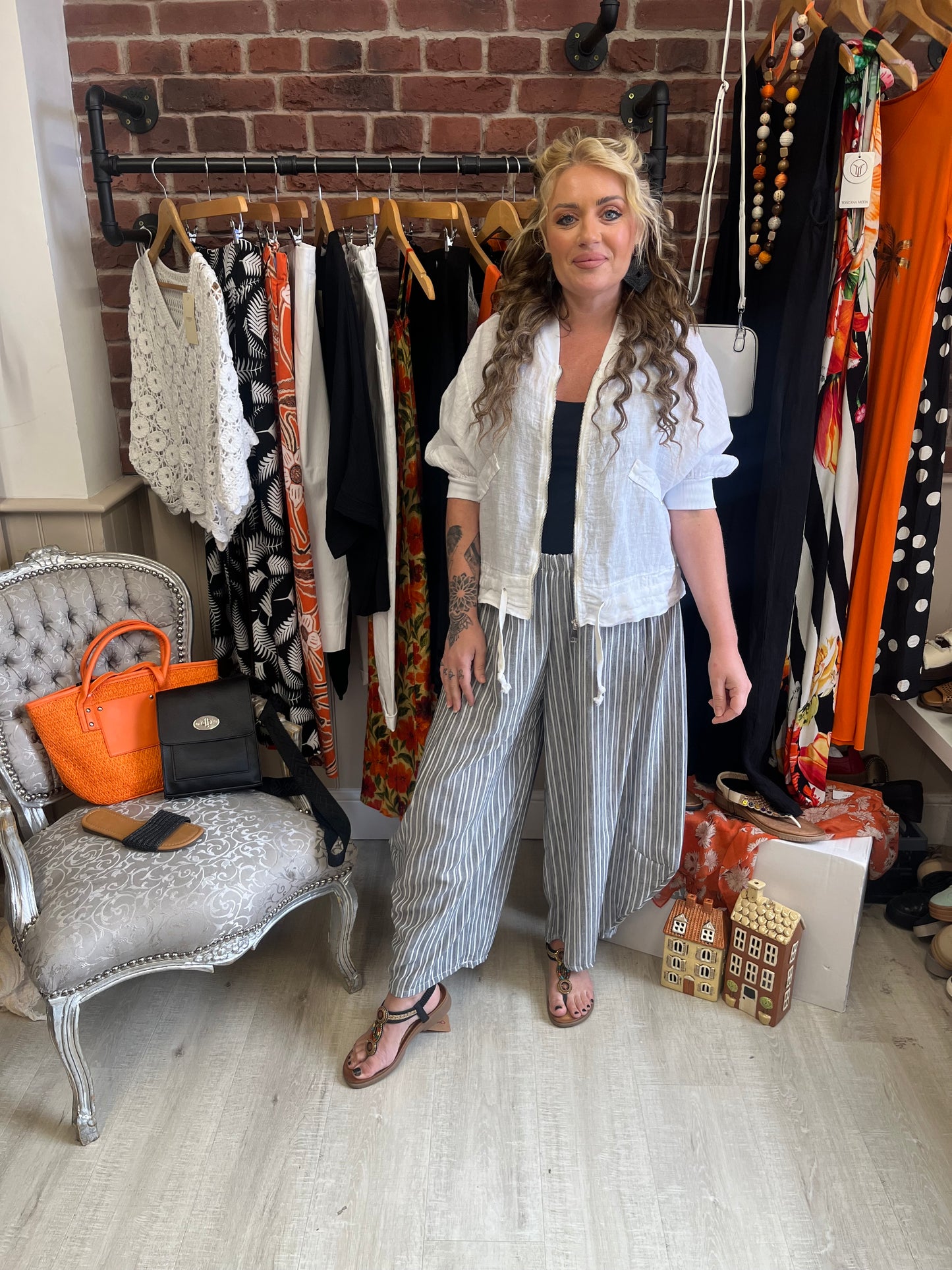 Patsy white linen jacket 8-14