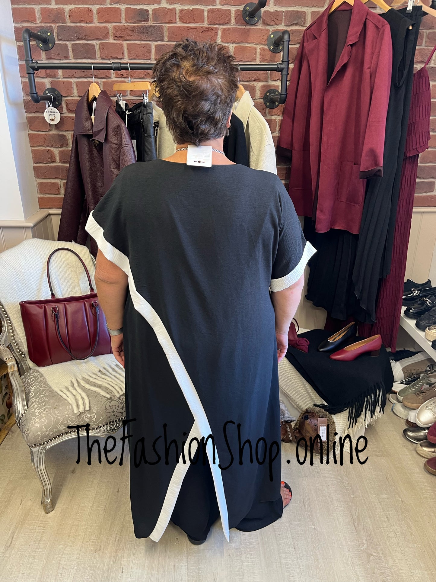 Zara black and cream drape trousers set 16-22