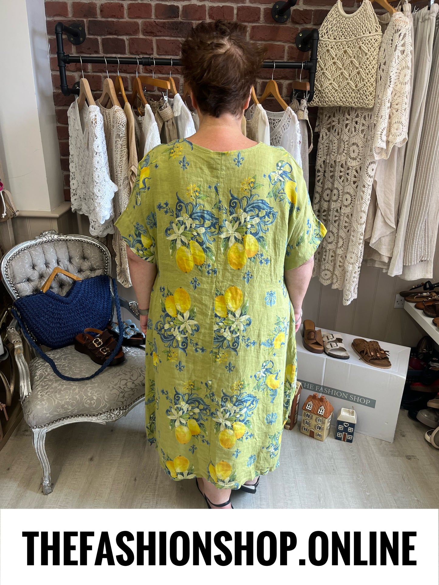 Ivy lime linen lemons dress 18-24