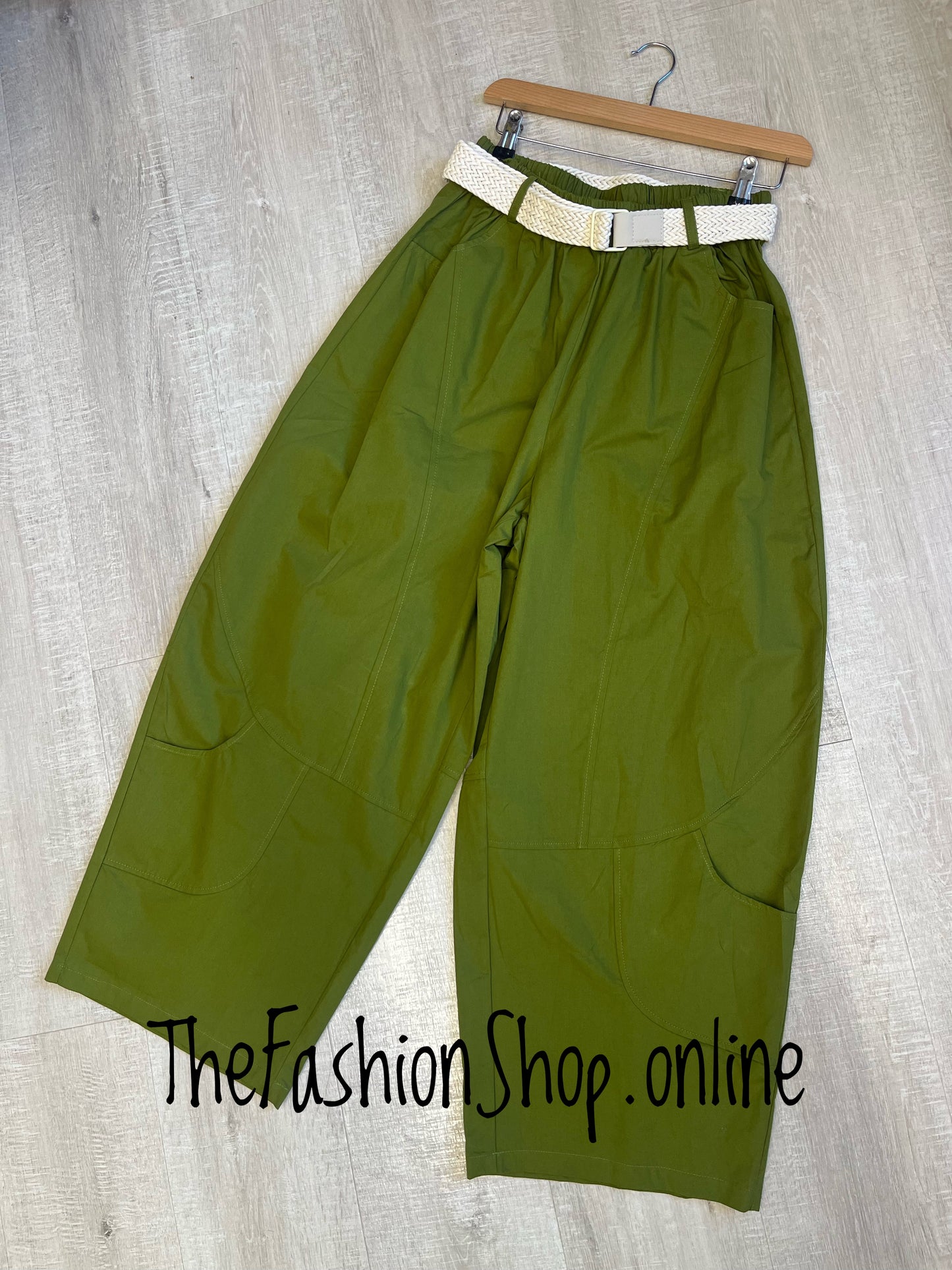 Fly Out lime barrel trousers with belt 8-14