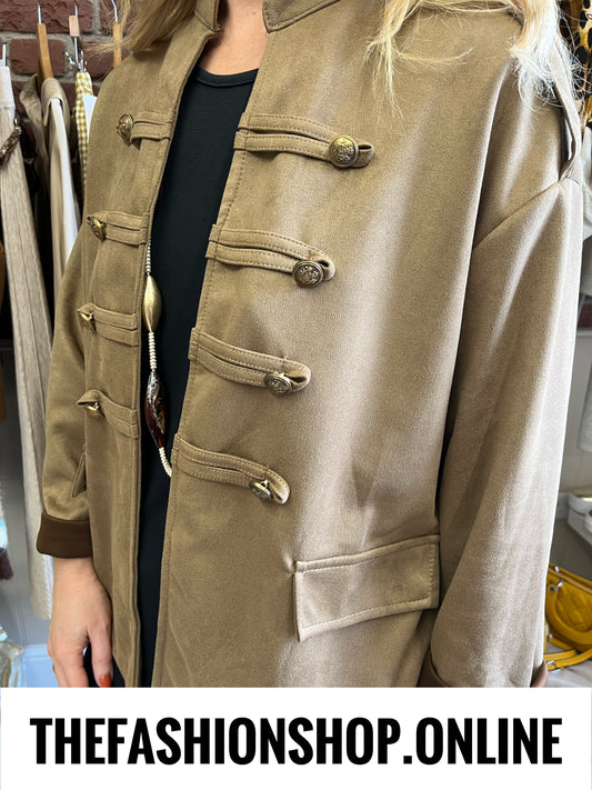 Kimberley camel faux suede military jacket 12-18