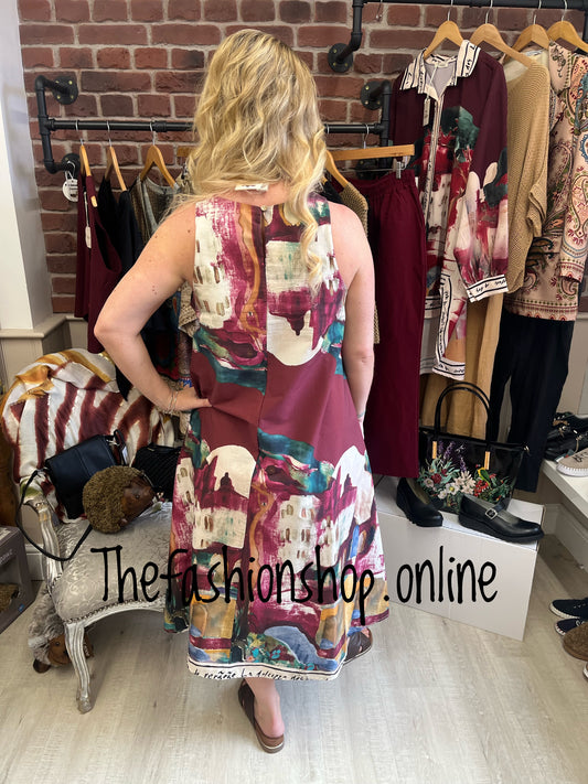 Parisian sleeveless dress in wine 8-14