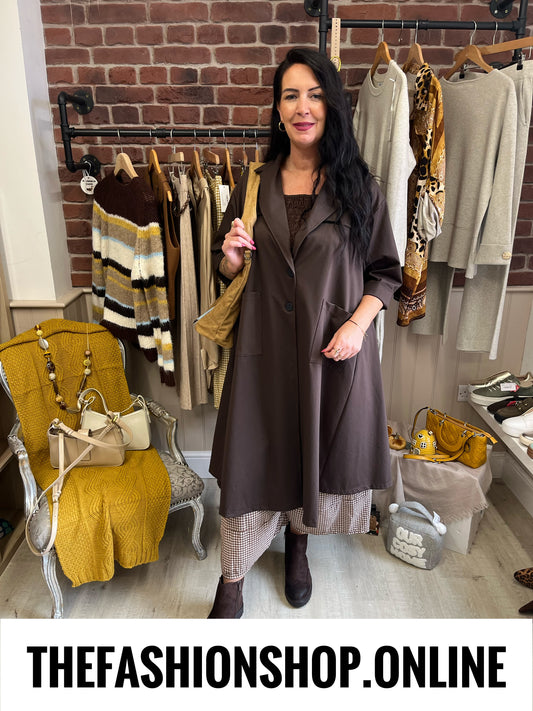 Trinny brown relaxed trench coat 14-22