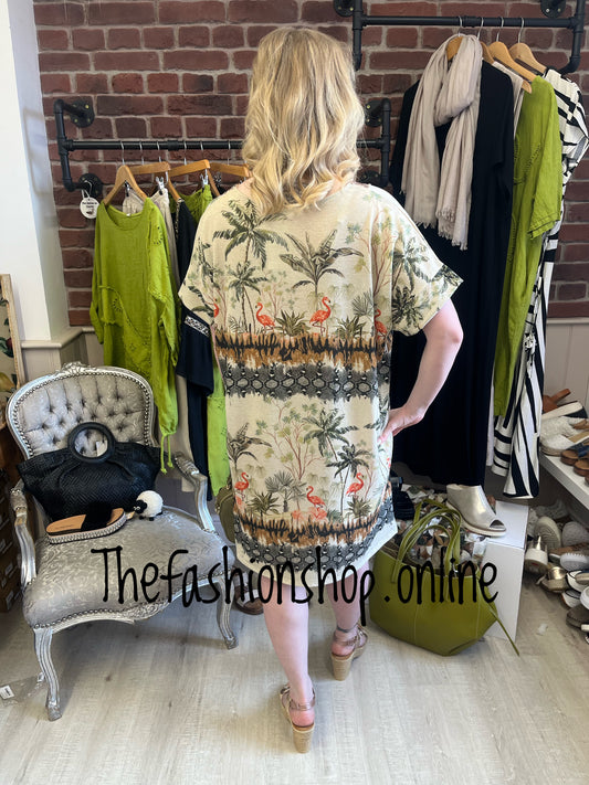 Millie flamingo shimmer tunic dress 10-18