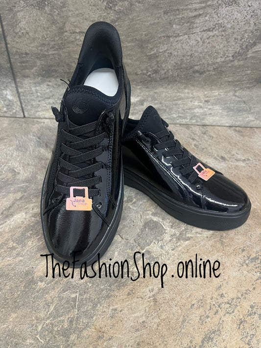 Jana black patent wide fit step in trainers sizes 4-8 (37-42)