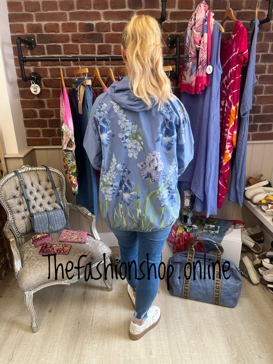 Maisie denim blue floral lightweight cotton jacket 10-16