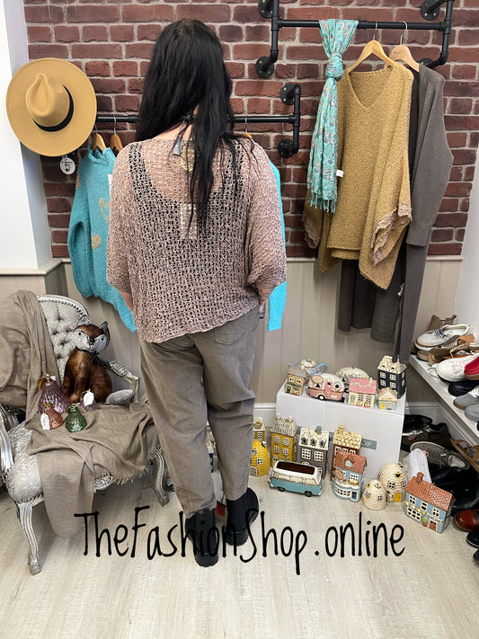 Toffee popcorn open knit top 10-20