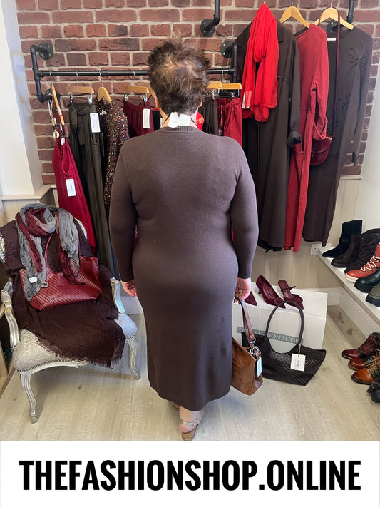Olivia brown cashmere mix jumper dress sizes 12-14 and 16-18