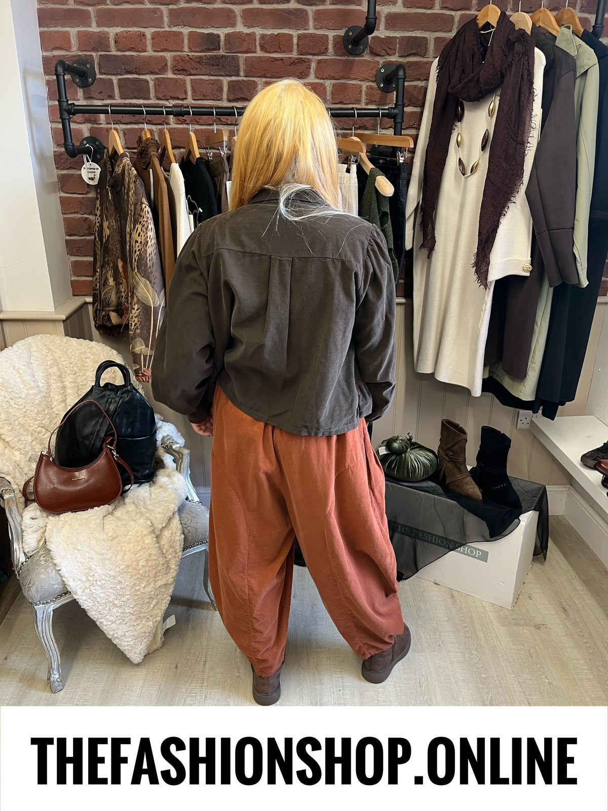 Ivy tan needle cord barrel leg trousers 14-22