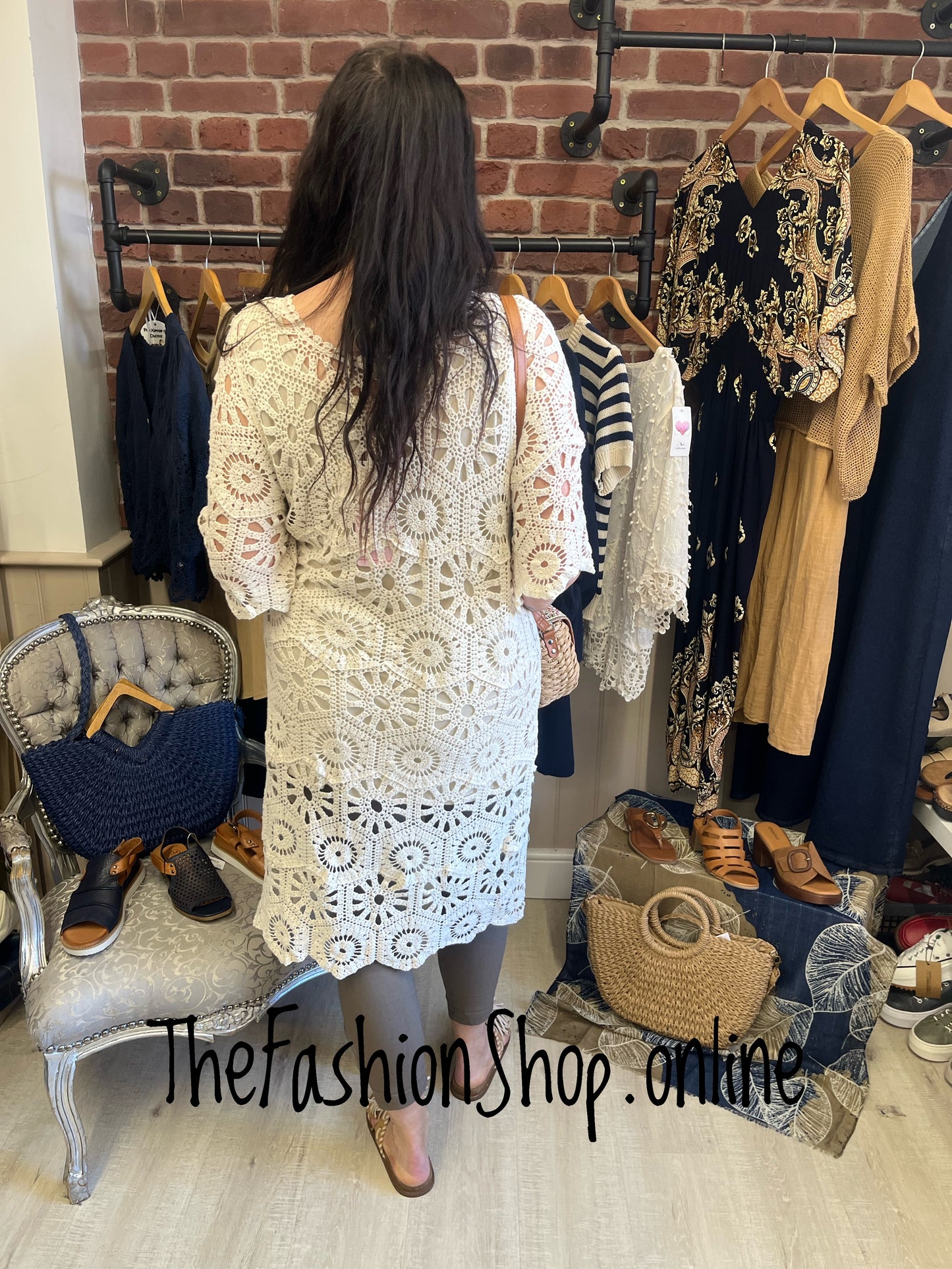 Vanessa cream crochet cover up dress 10-20
