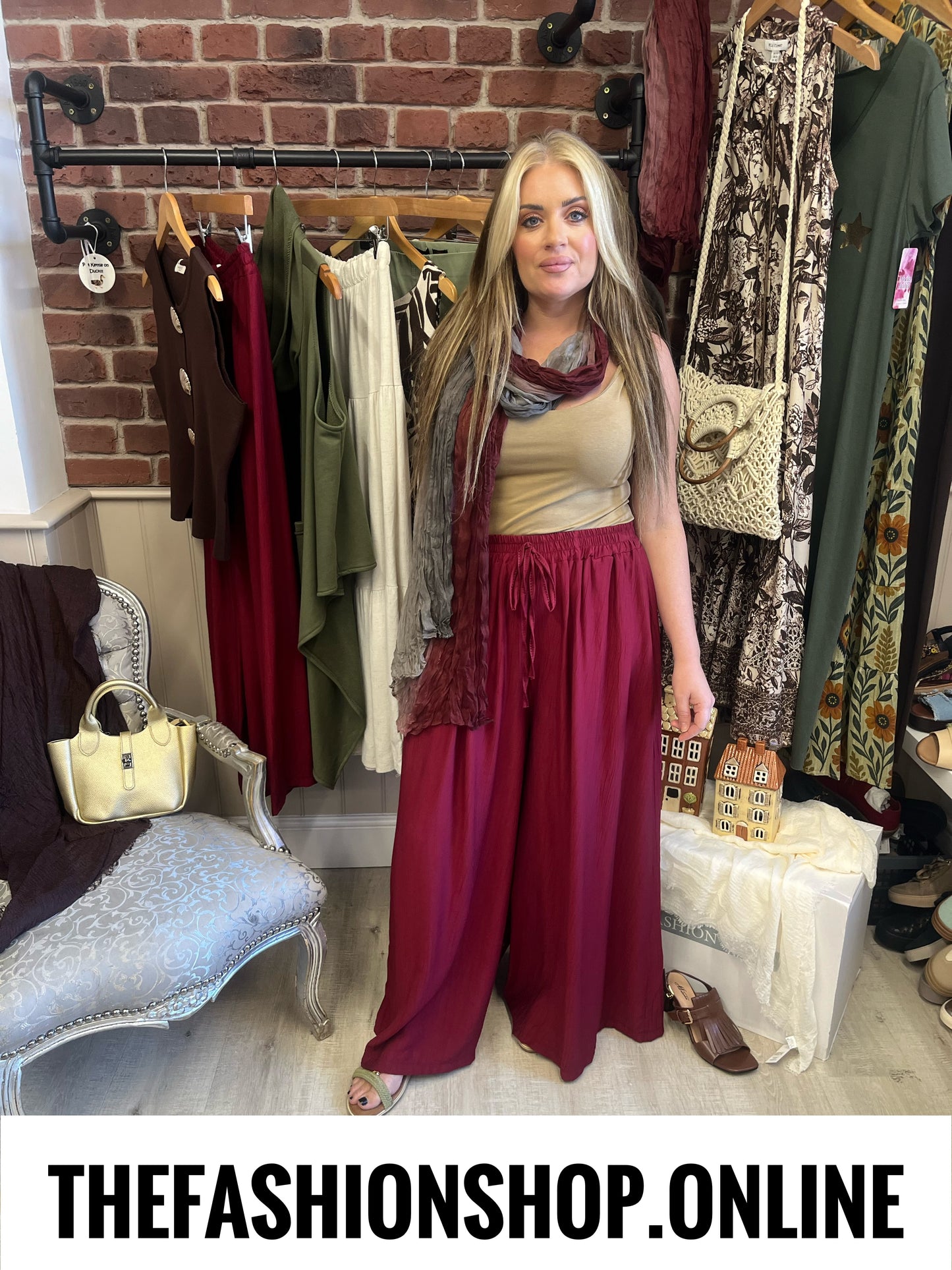 Tammy wine wide leg trousers 10-22