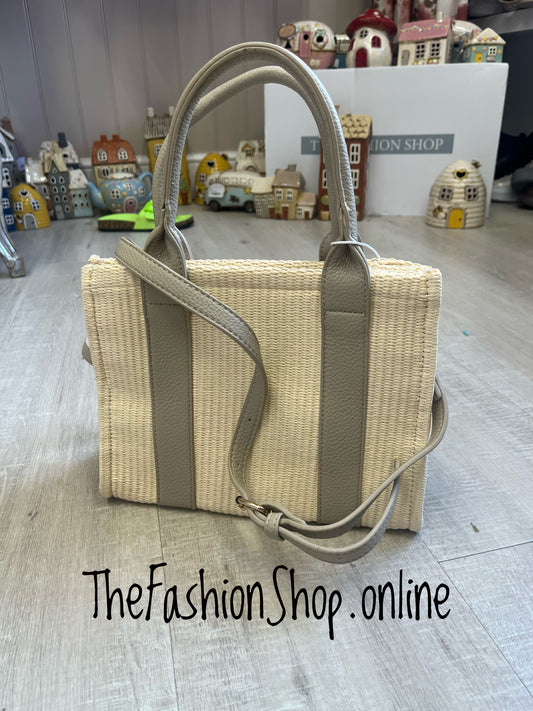 St Tropez small summer bag in cream with beige