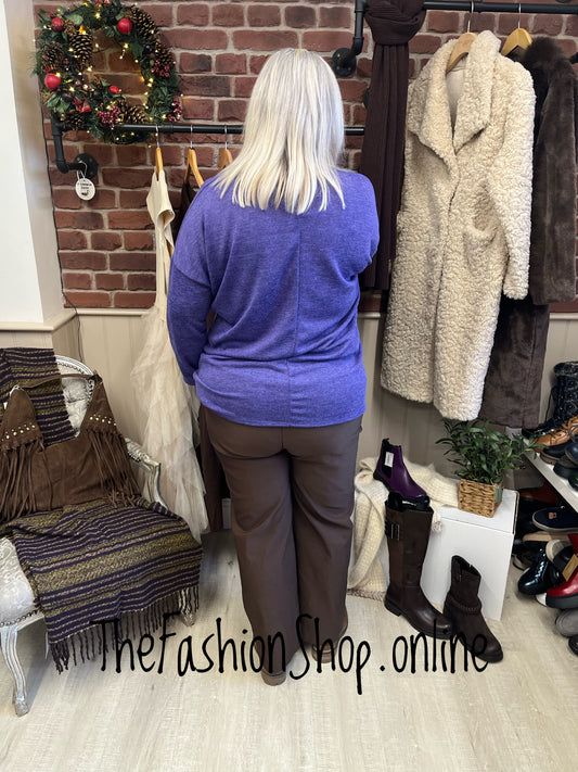 Juliet Purple Soft Polo Neck Top 16-22