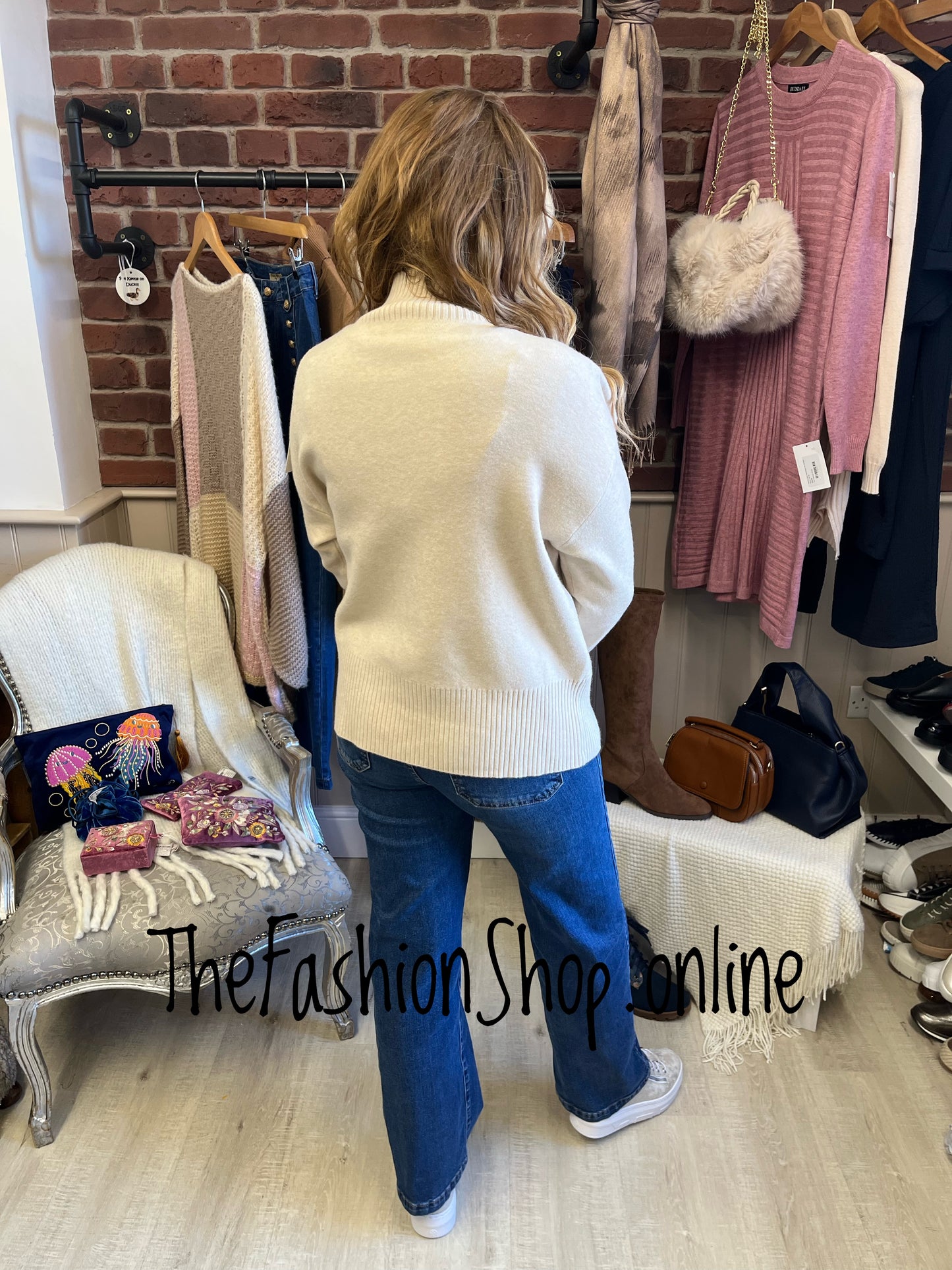 Megan beige cashmere mix jumper 10-16