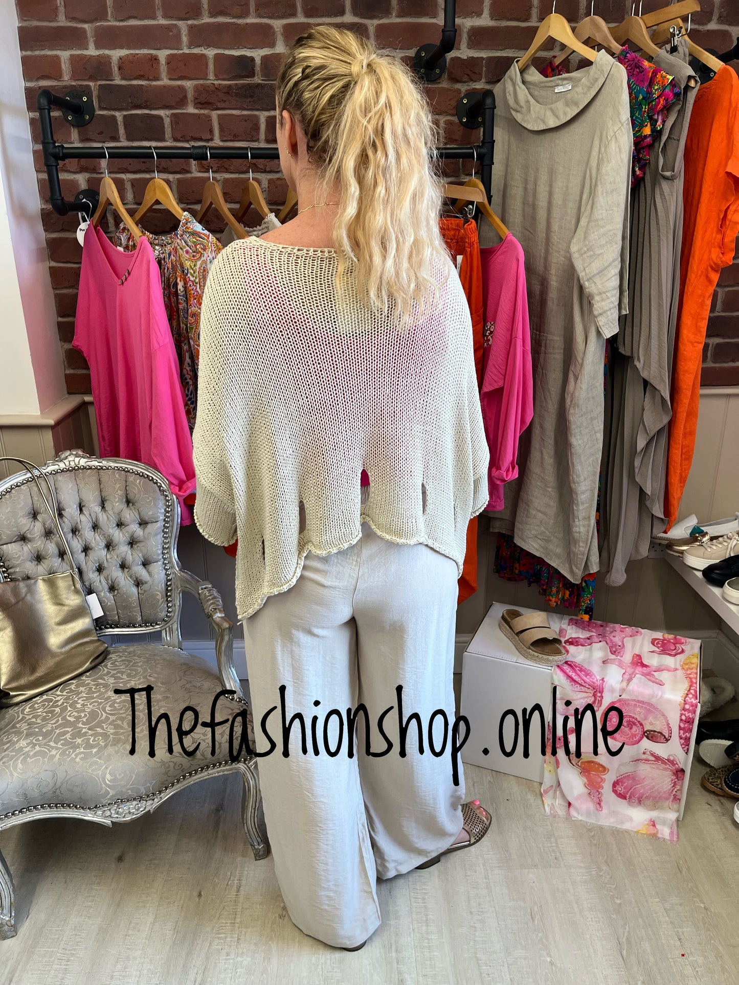 Lara beige loose knit jumper 8-16