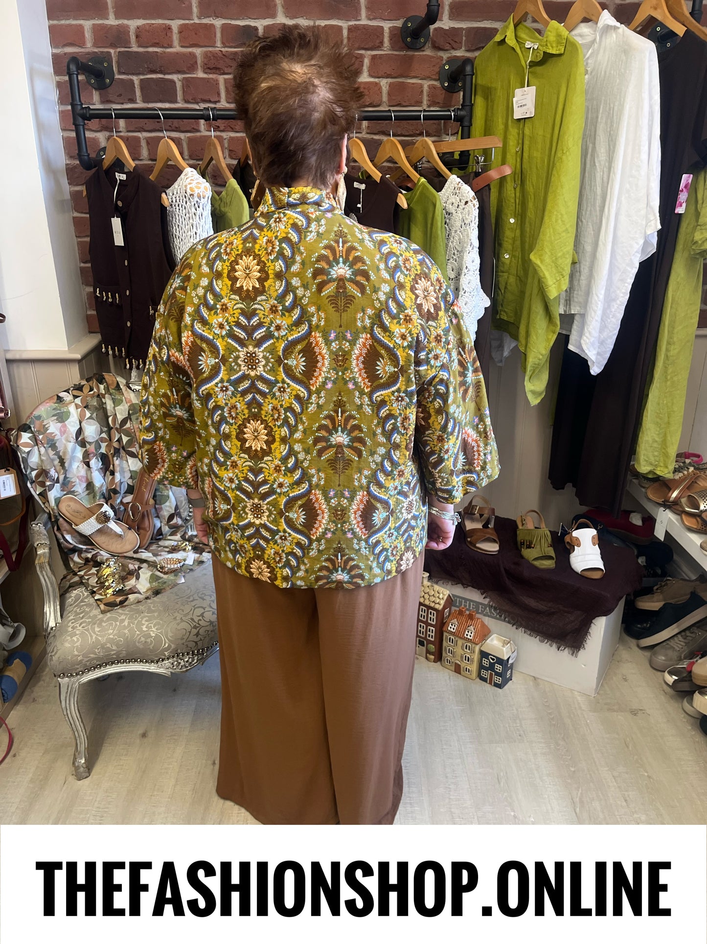 Mandy mustard and olive printed boho jacket 14-20