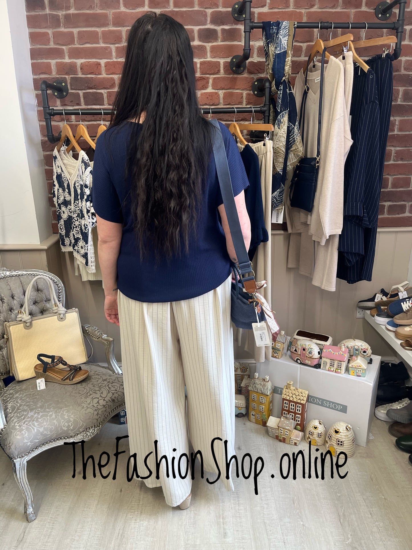 Penelope navy ribbed top 14-20