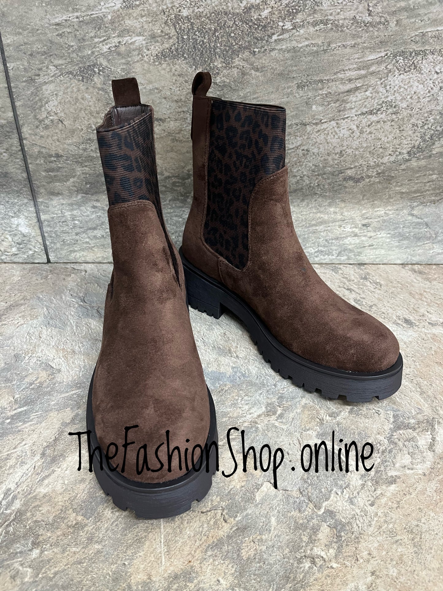 Willow Brown Boot with Leopard Elastic Trim 3-8