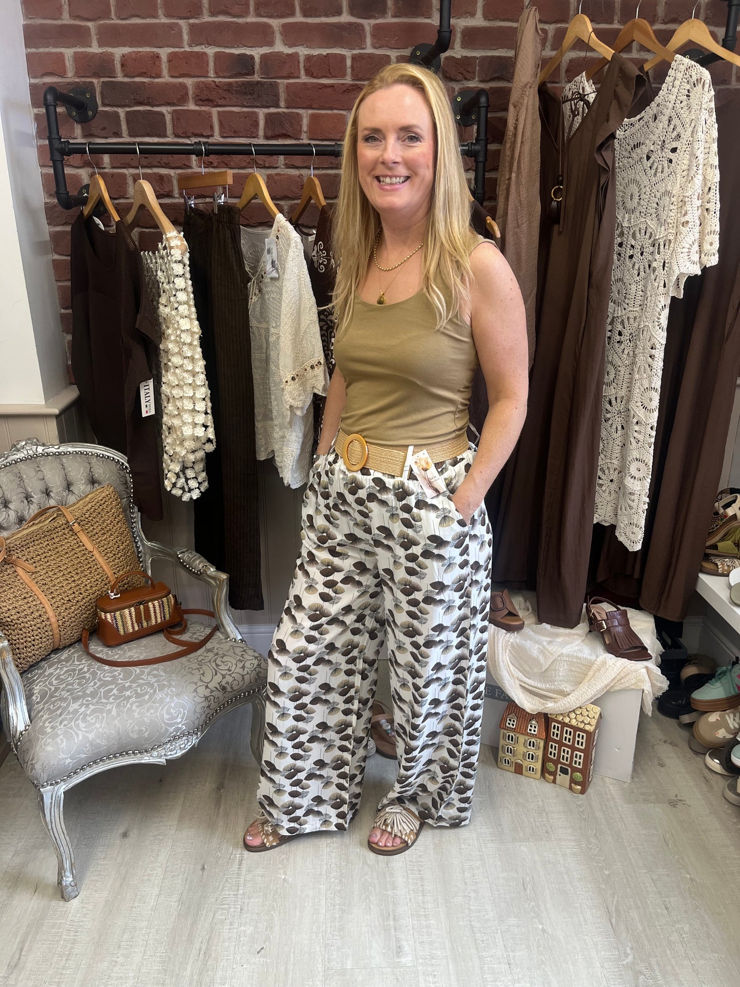 Freya ginkgo wide leg trousers with belt 10-16