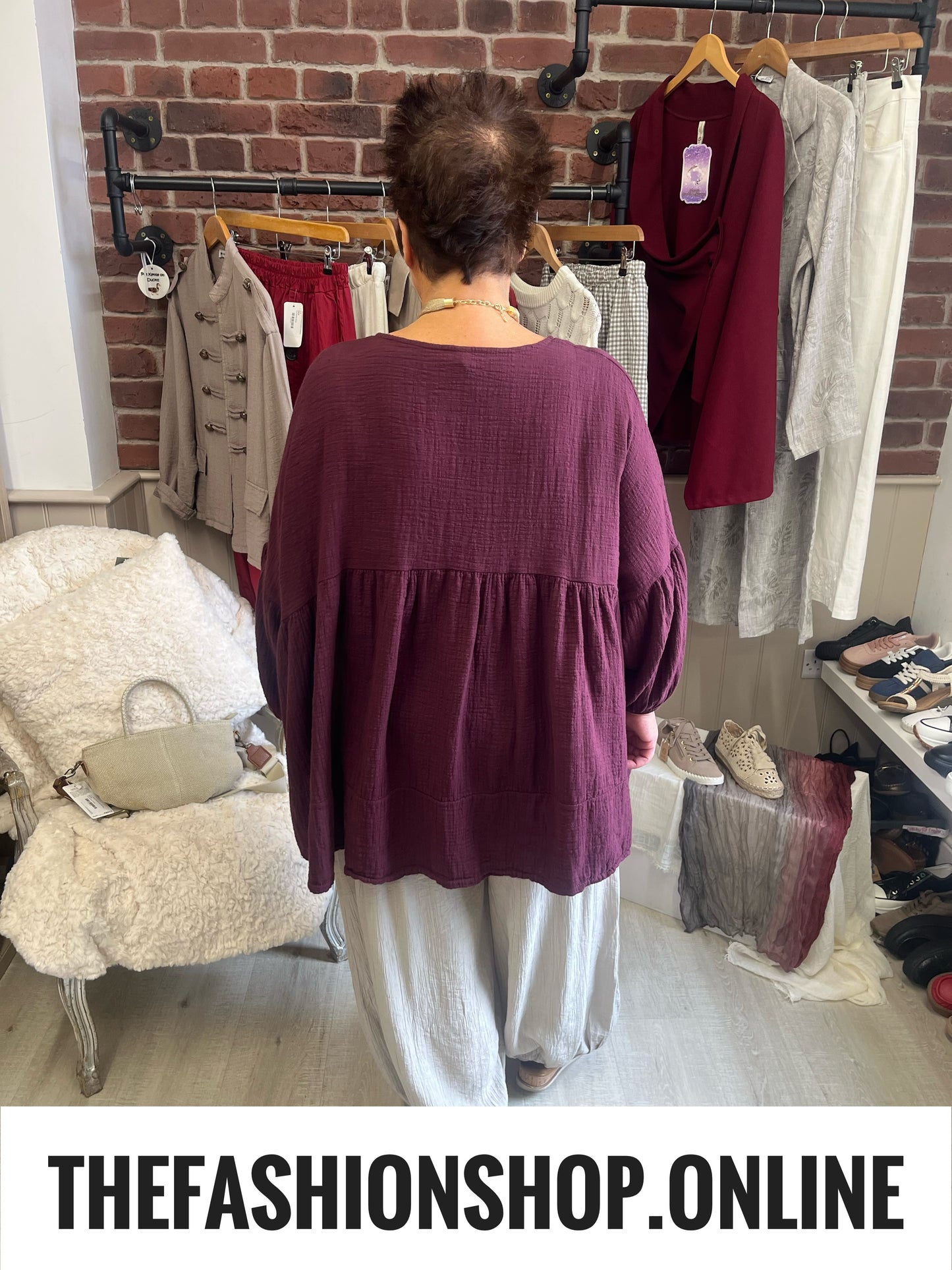 Lydia mulberry cheesecloth top 14-20