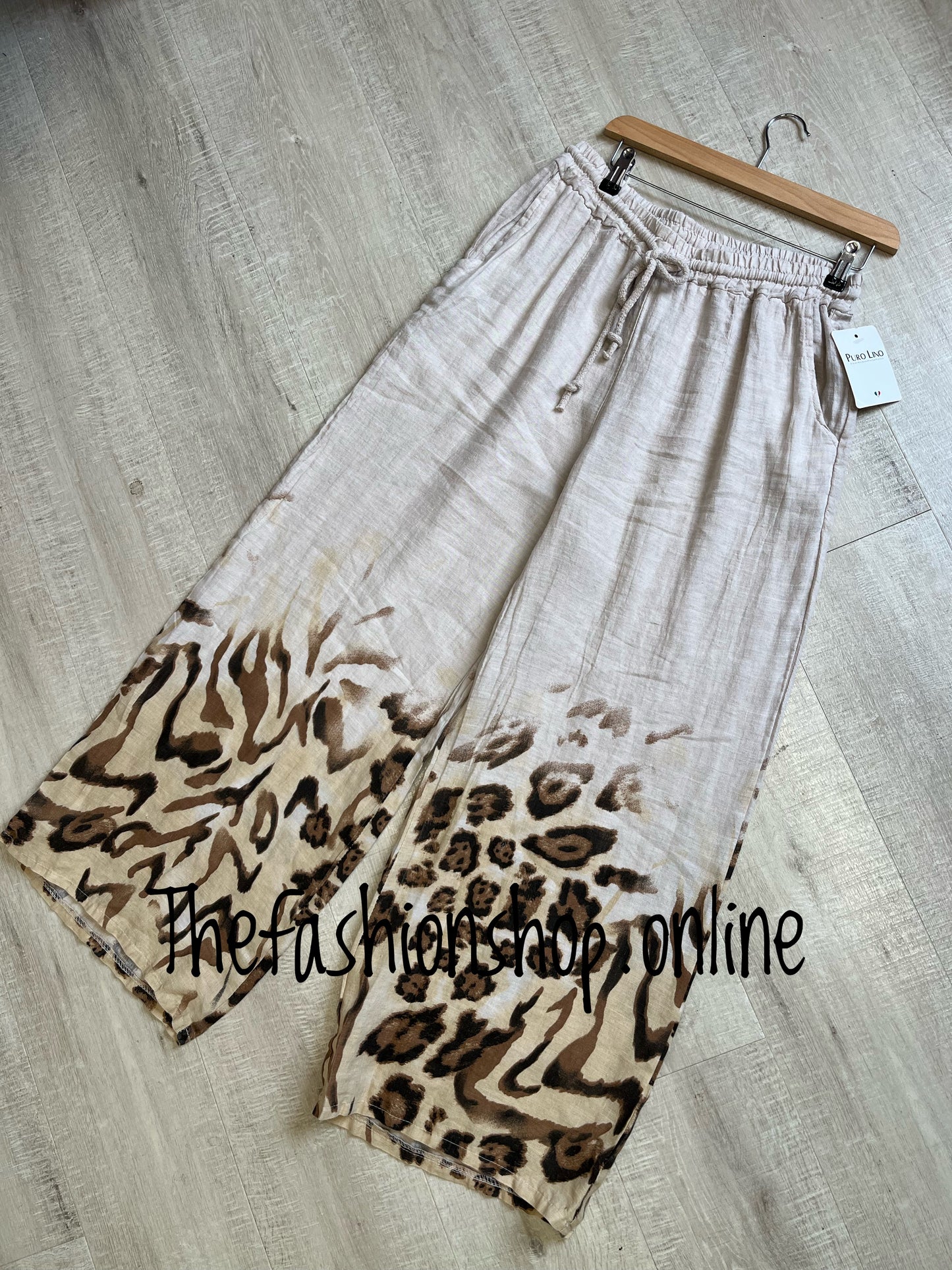 Amelia beige linen safari trousers 12-18