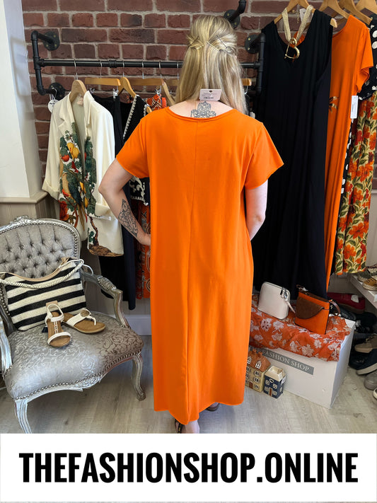 Eden orange palm tree dress 10-18