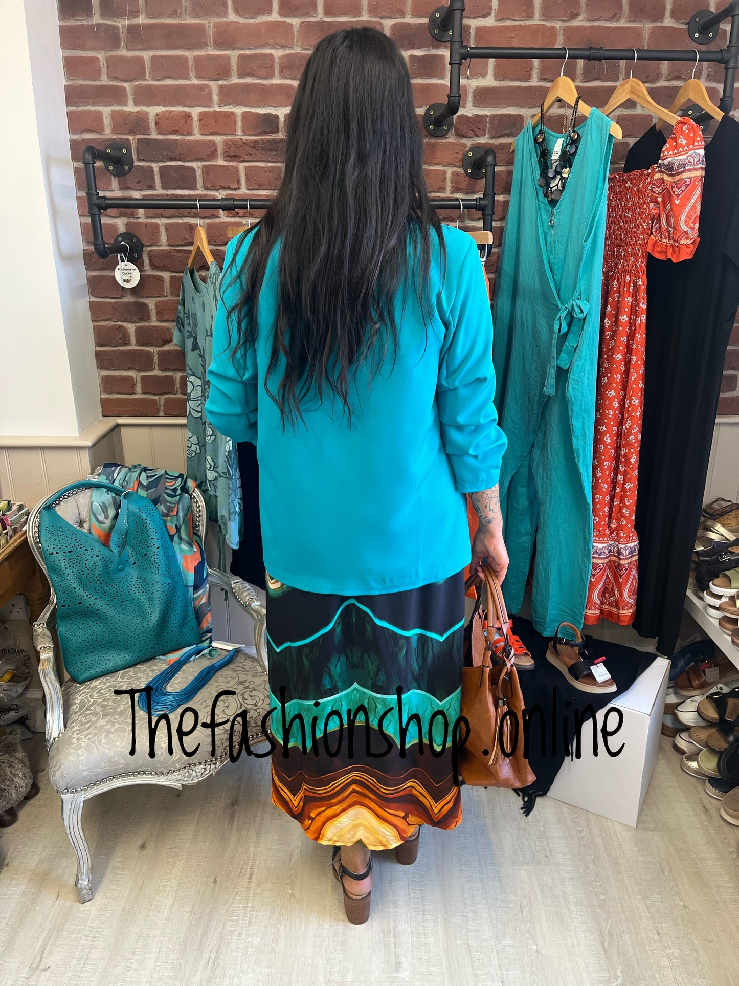 Imogen teal blazer with ruched sleeves 10-16