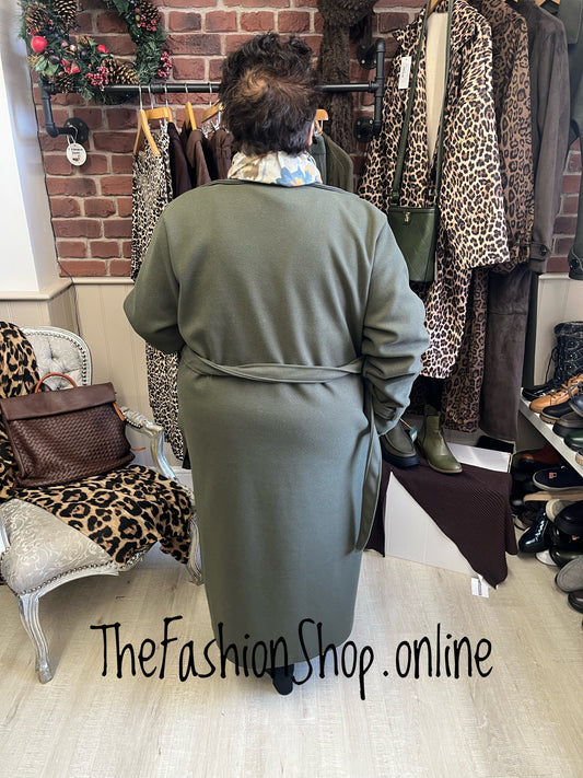 Lizzy Khaki Green double breasted trench coat 16-20