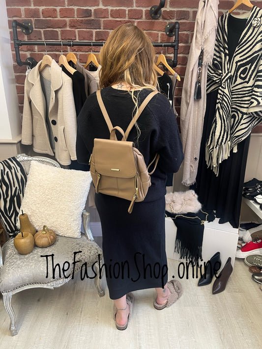 Sammy Mink Taupe faux leather backpack